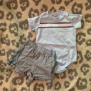 🆕 nwot baby boys shorts and onesie set 3 6 month organic cotton